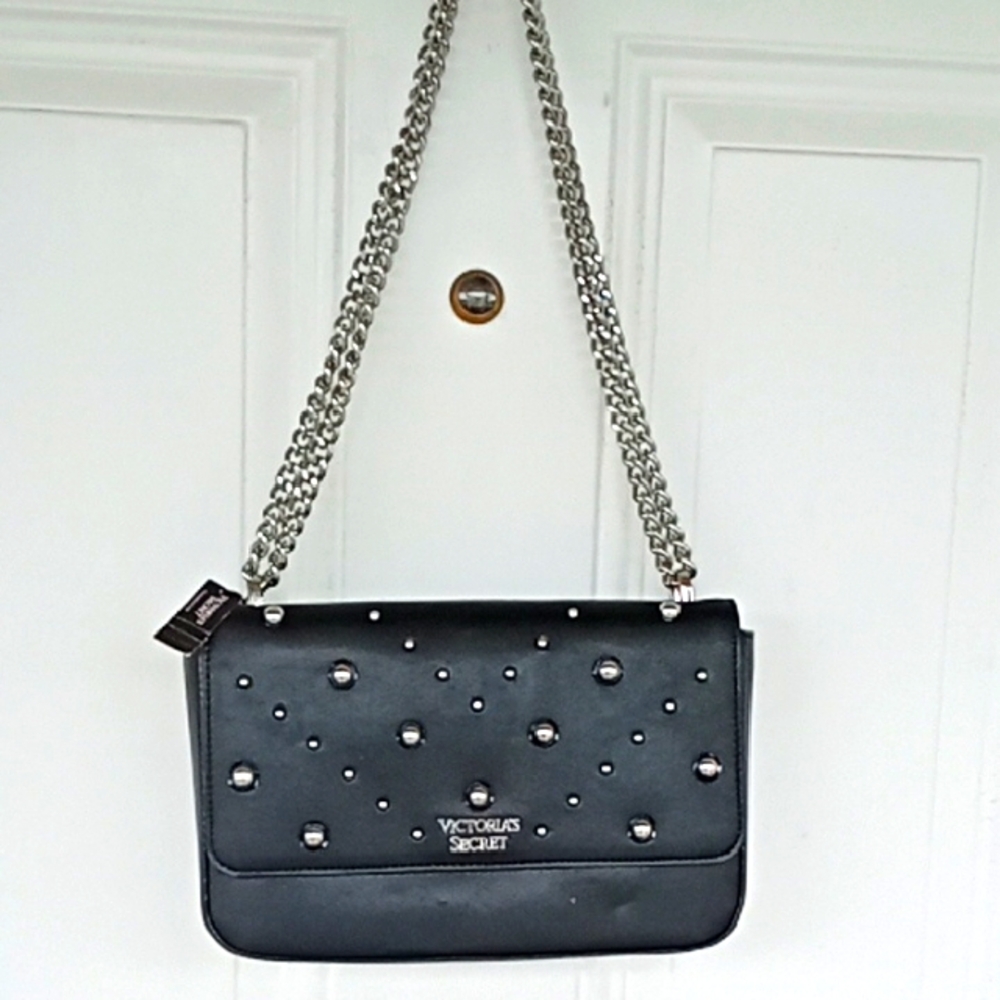 Victoria's Secret shoulder bag with a silver-tone chain strap.